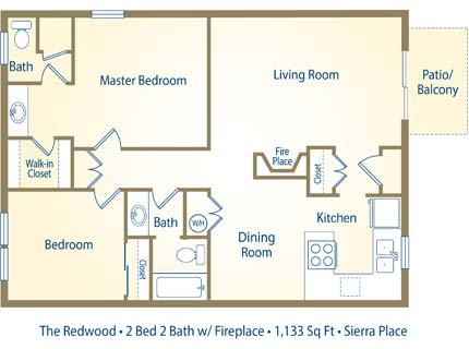 The Redwood - 2 Bedroom / 2 Bathroom Image