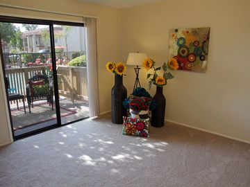 Bedroom with Patio - Sierra Place Apartments - Porterville, CA